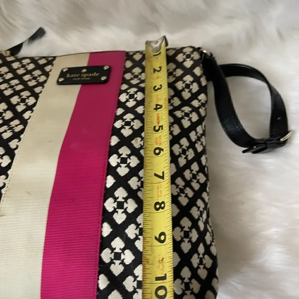 Kate Spade black &off white custom Kate spade logo printed fabric crossbody bag